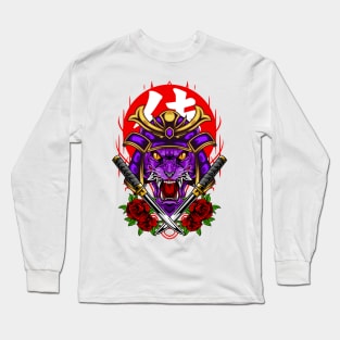 Samurai Wolf - Indigo Kabuto Long Sleeve T-Shirt